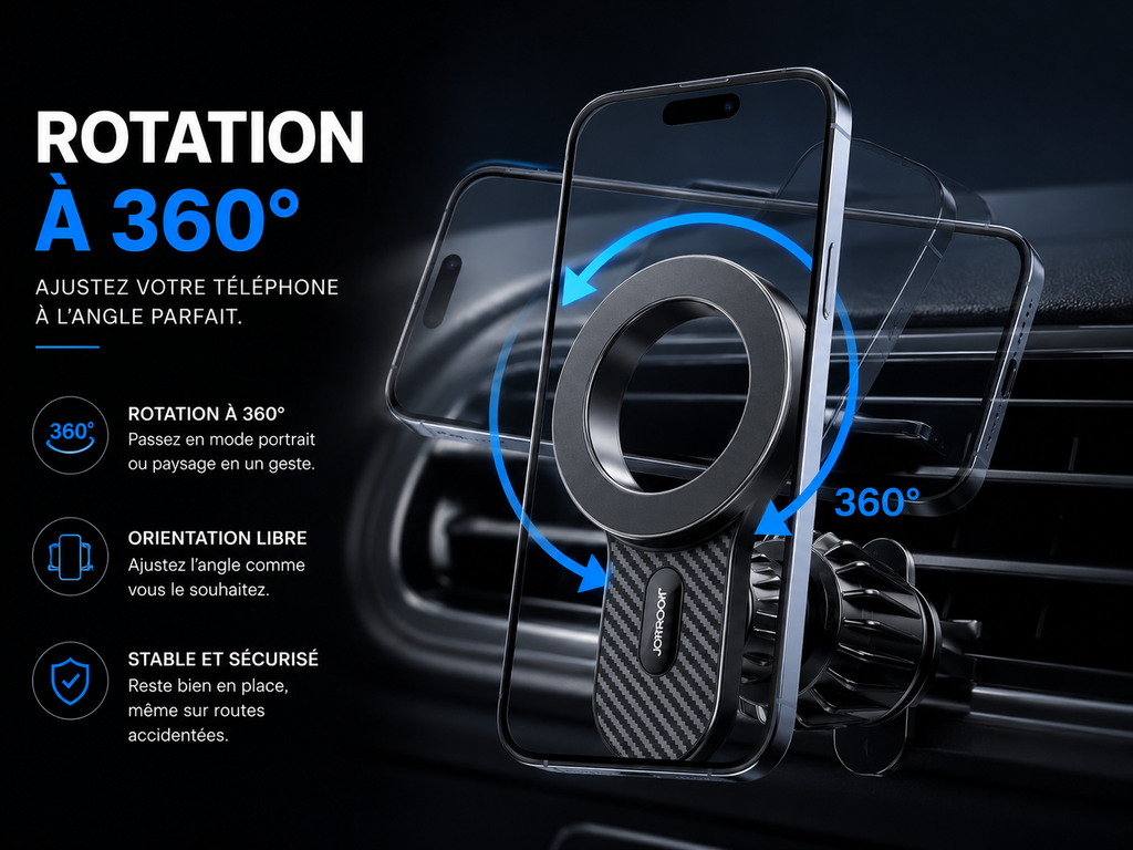 MagGrip™ Pro – Support Téléphone Magnétique 360° pour Voiture